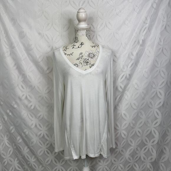 SOFT SURROUNDINGS Shirt Sublime Long Sleeve White Pima Cotton Top Sz M - Picture 1 of 4